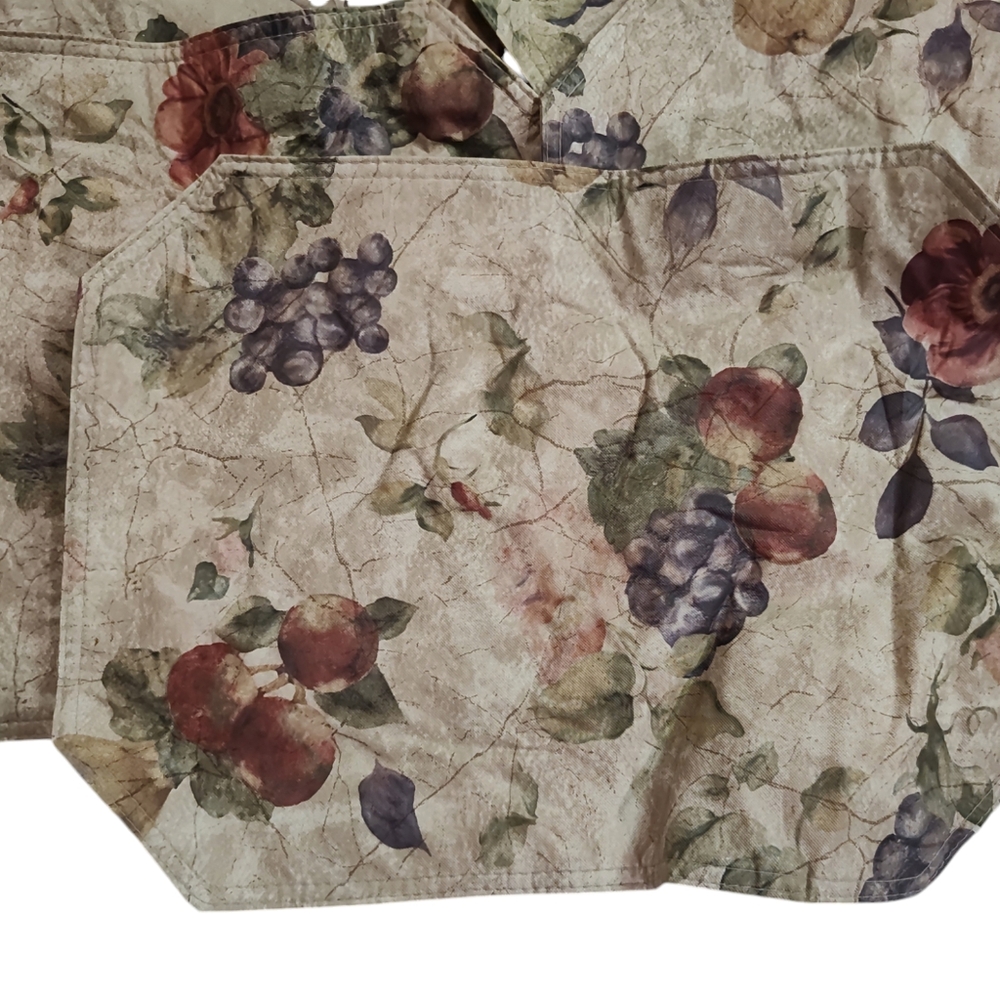 Vintage Floral & Fruit Dining Table Placemats Set of Eight